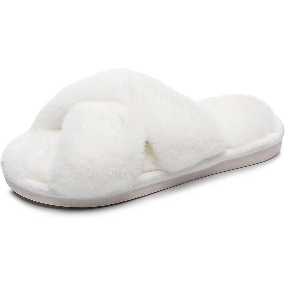 Soft Furry Women's Slippers with Memory Foam - Stylish Indoor/Outdoor Slides